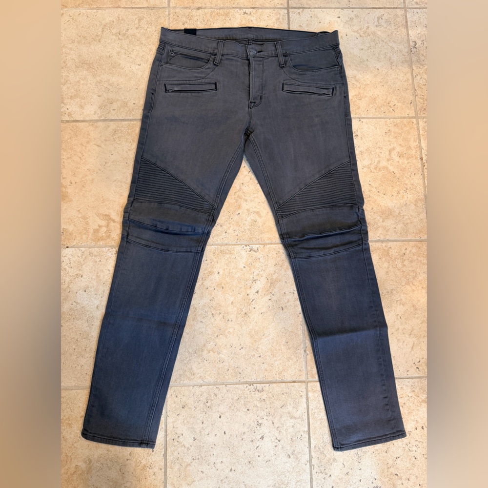 Hudson Men's Slim Moto Jeans in Charcoal Gray